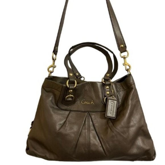 Coach Large Ashley Satchel Metallic Convertible Leather Handbag Purse Bag - EUC - Picture 1 of 8